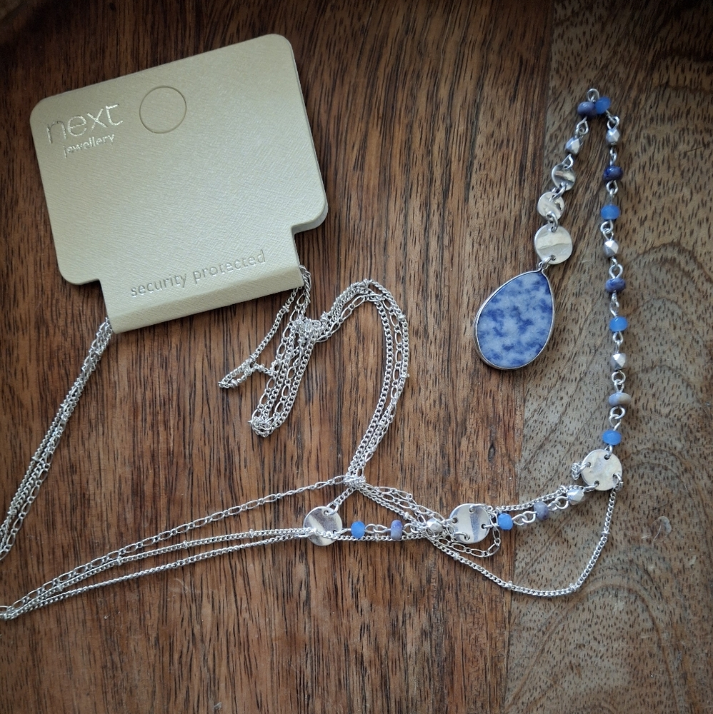New Next Jewelry Multi Layer Length Crystal Chain Necklace.